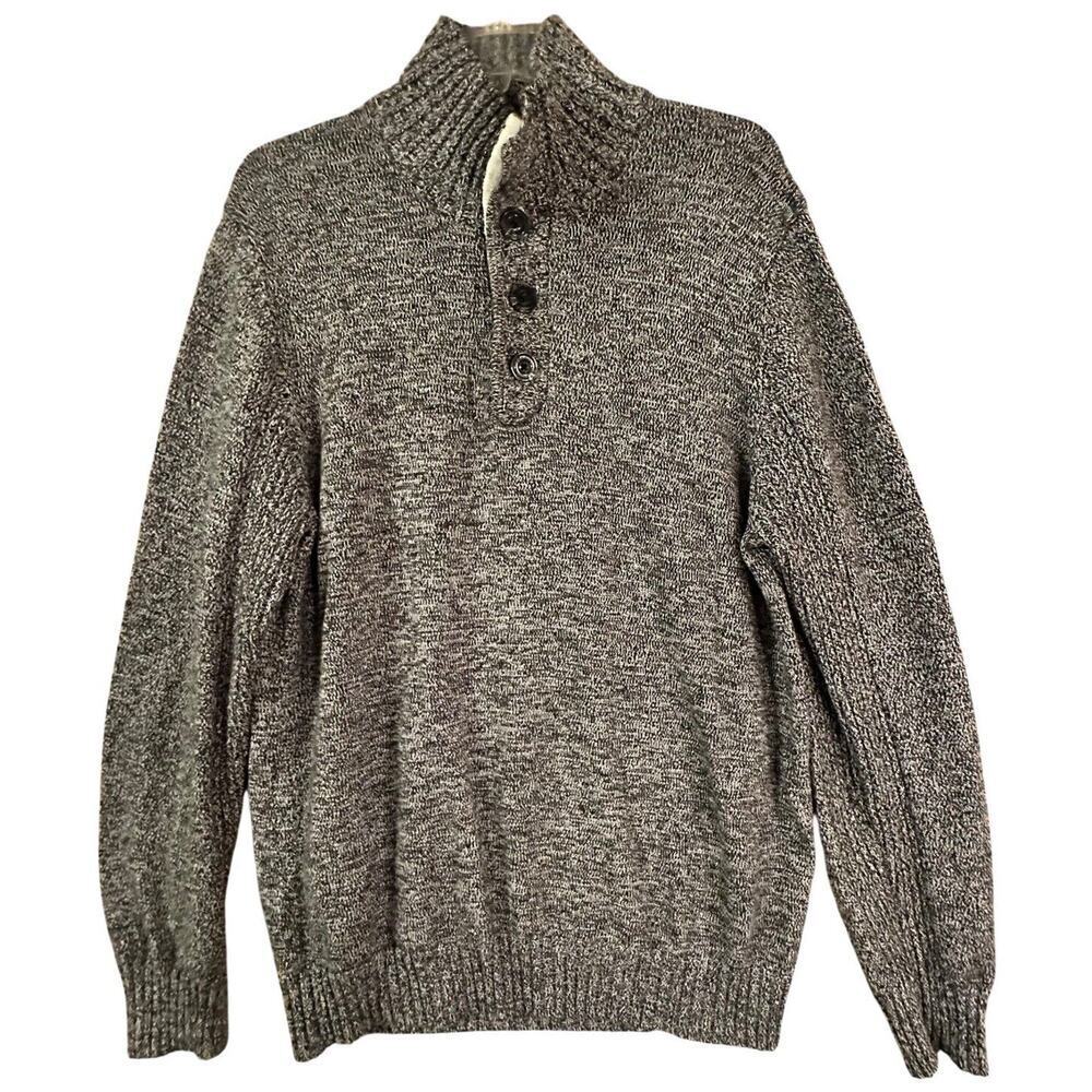 Sean John Men's Knitted Pullover Sweater Size XL 100% Cotton Henley Casual Puffy